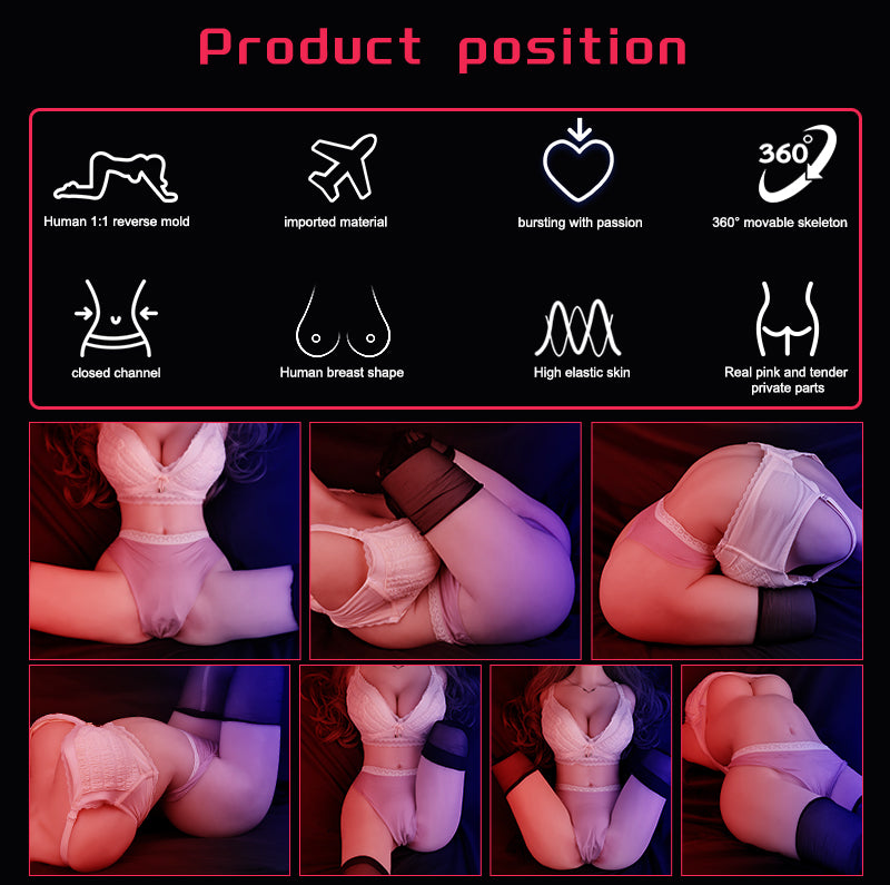 24LB Life Size Sex Doll for Men Realistic Full Size Sex Dolls Torso Body,Adult Sex Toys Big Size Realistic Pussy Anal Toy Built-in Skeleton Love Dolls for Male, Slowly massaging your cock with her tits, Feeling every inch of you deep inside her pussy