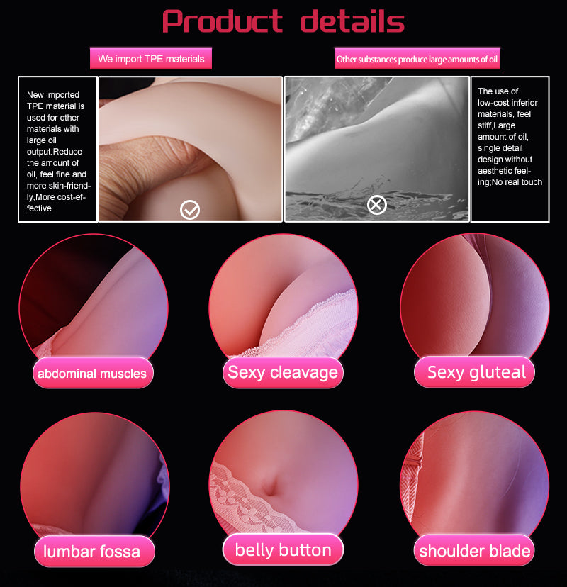 24LB Life Size Sex Doll for Men Realistic Full Size Sex Dolls Torso Body,Adult Sex Toys Big Size Realistic Pussy Anal Toy Built-in Skeleton Love Dolls for Male, Slowly massaging your cock with her tits, Feeling every inch of you deep inside her pussy