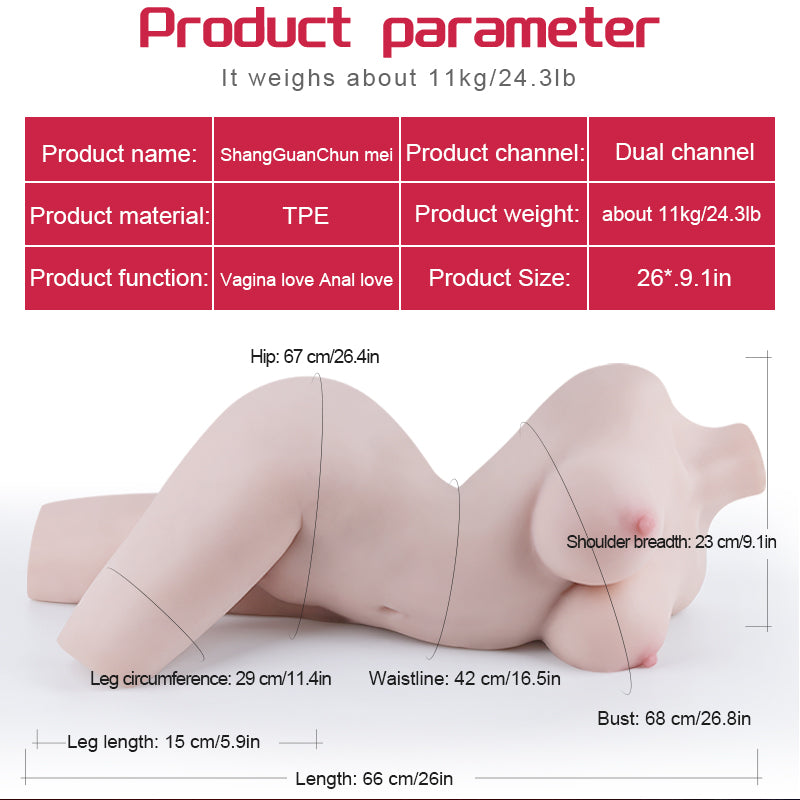 24LB Life Size Sex Doll for Men Realistic Full Size Sex Dolls Torso Body,Adult Sex Toys Big Size Realistic Pussy Anal Toy Built-in Skeleton Love Dolls for Male, Slowly massaging your cock with her tits, Feeling every inch of you deep inside her pussy