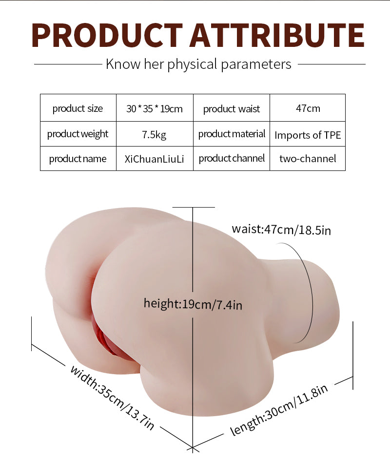 Ultra-Realistic 16.5lb(7.5kg) Heavy Female Buttocks Mold,Male Sex Doll - Premium Silicone Booty Replica for Intimate Pleasure, Lifelike Adult Sex Toy and Sensory Experience