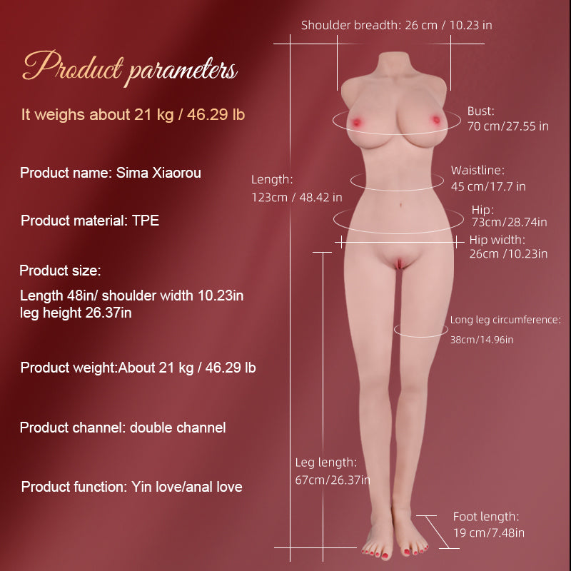 46LB Life Size Sex Doll for Men Realistic Full Size Sex Dolls Torso Body, with Soft Big Boobs Big Butt Pussy Ass, Adult Sex Toys Big Size Youthful and sexy Dual Channel Realistic Pussy Anal Toy Built-in Skeleton Love Dolls for Male