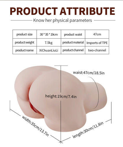 Ultra-Realistic 16.5lb(7.5kg) Heavy Female Buttocks Mold,Male Sex Doll - Premium Silicone Booty Replica for Intimate Pleasure, Lifelike Adult Sex Toy and Sensory Experience